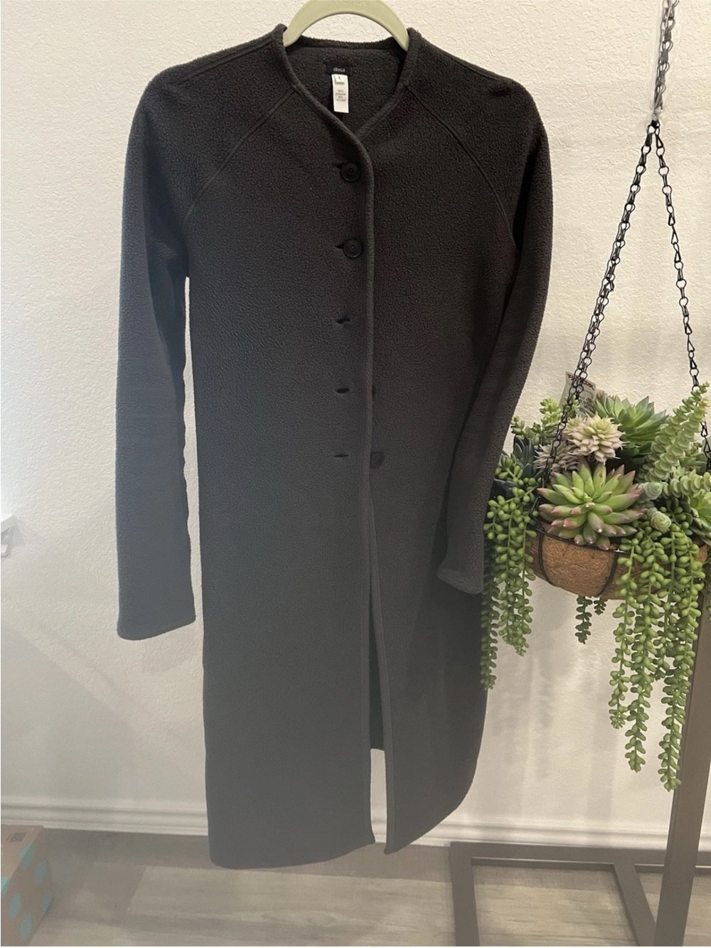 Women's Long Black Single-Breasted Trench Coat